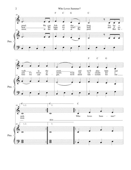 Who Loves Summer Kids Song Solo And Piano Page 2