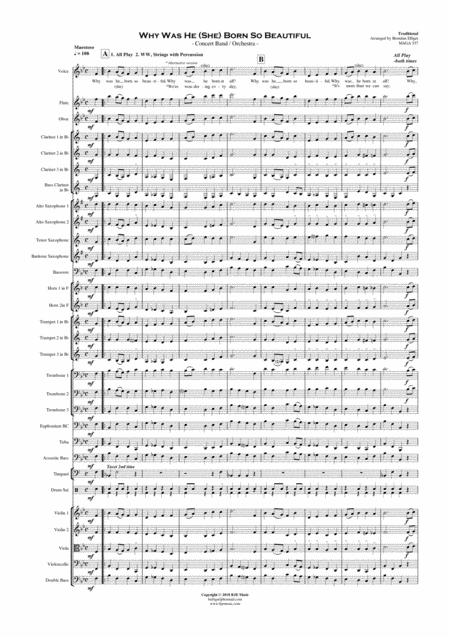 Why Was He She Born So Beautiful Concert Band Orchestra Score And Parts Pdf Page 2