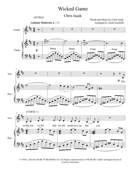 Wicked Game Piano Vocal Page 2