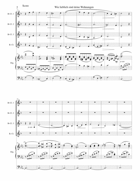 Wie Lieblich Sind Deine Wohnungen How Lovely Is Thy Dwelling Place For Clarinet Quartet And Organ Page 2