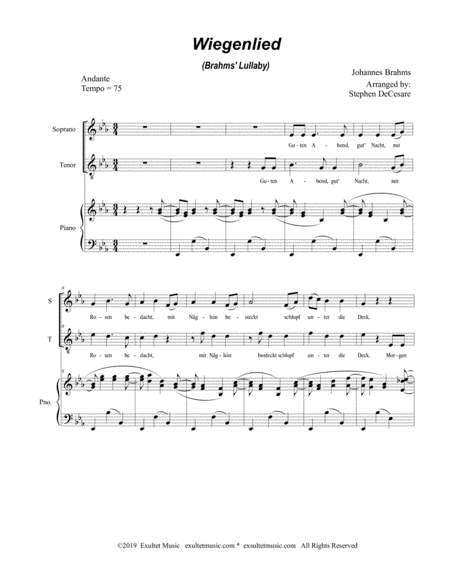 Wiegenlied Brahms Lullaby Duet For Soprano And Tenor Solo Page 2
