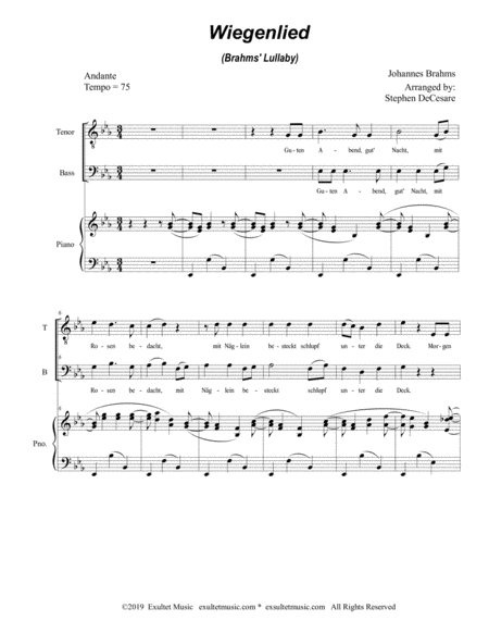 Wiegenlied Brahms Lullaby Duet For Tenor And Bass Solo Page 2