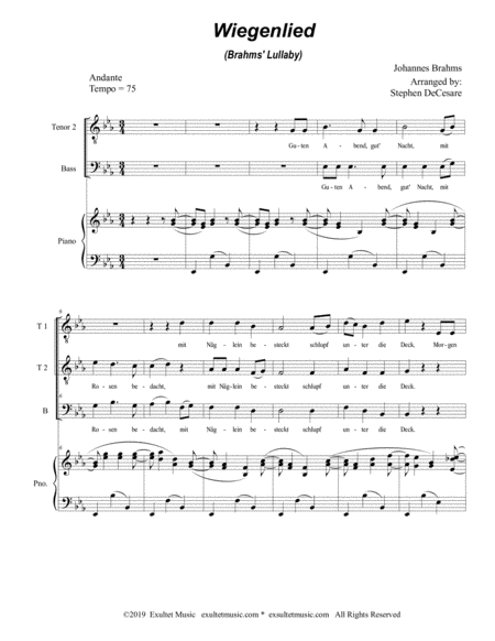 Wiegenlied Brahms Lullaby For Ttb Page 2