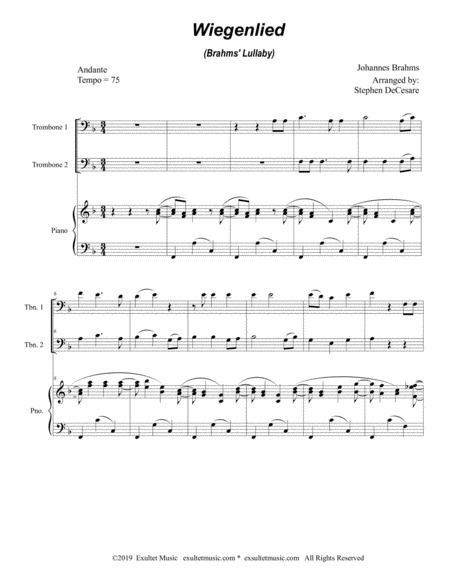 Wiegenlied Brahms Lullaby Trombone Duet Page 2