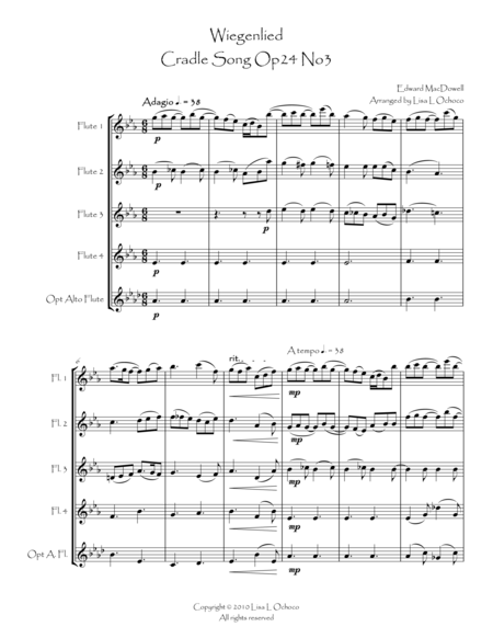 Wiegenlied For Flute Quartet Page 2