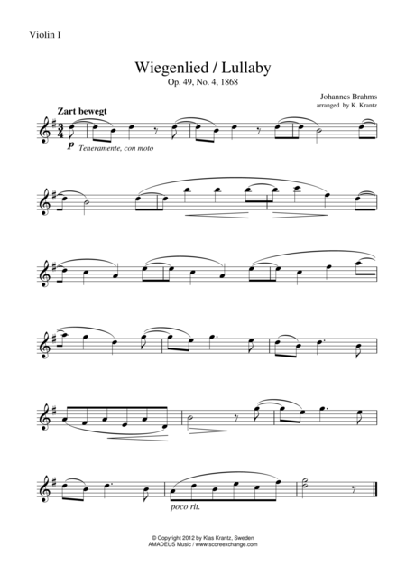 Wiegenlied Lullaby For String Quartet G Major Page 2