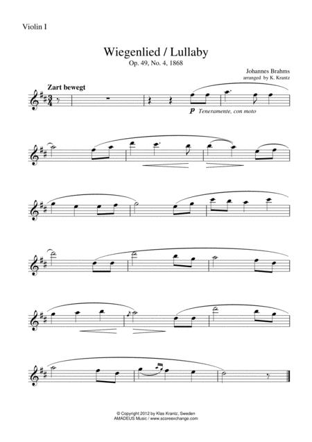 Wiegenlied Lullaby Op 49 No 2 For String Quartet D Major Page 2