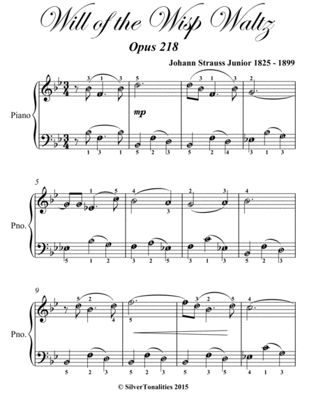 Will Of The Wisp Waltz Opus 218 Easy Piano Sheet Music Page 2