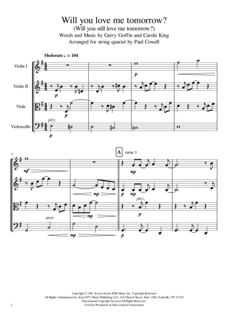 Will You Still Love Me Tomorrow Arranged For String Quartet Page 2