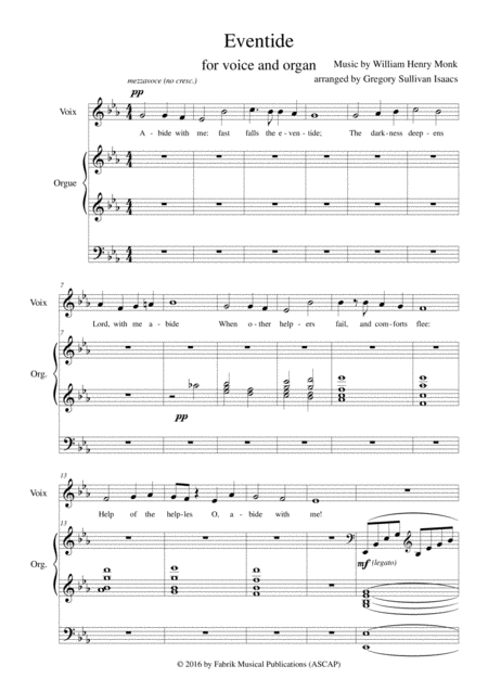 William Henry Monk Eventide Abide With Me Arranged For High Voice And Organ Page 2