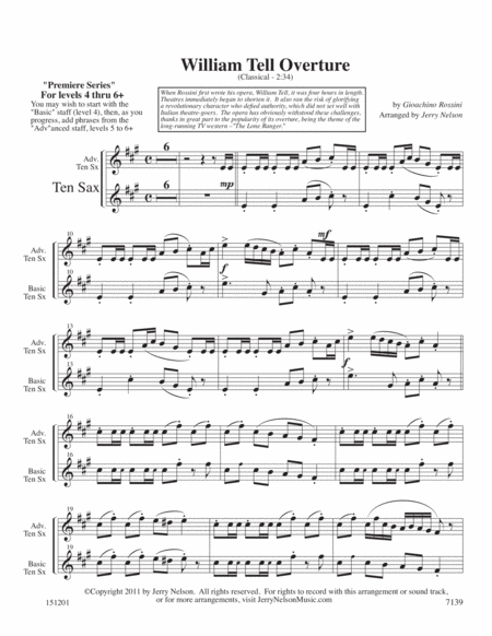 William Tell Overture Arrangements Level 4 To 6 For Tenor Sax Written Acc Page 2