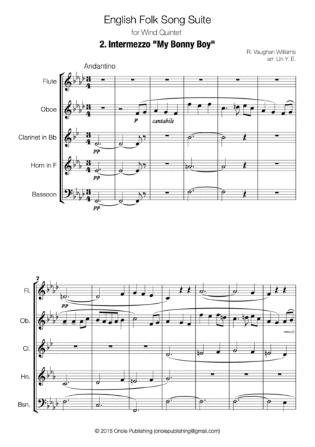 Williams English Folk Song Suite 2 Intermezzo Arr For Wind Quintet Page 2