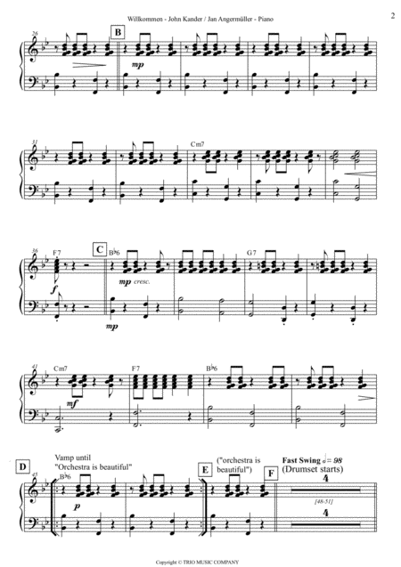 Willkommen From Cabaret Transcription Of The Original Piano Part Page 2