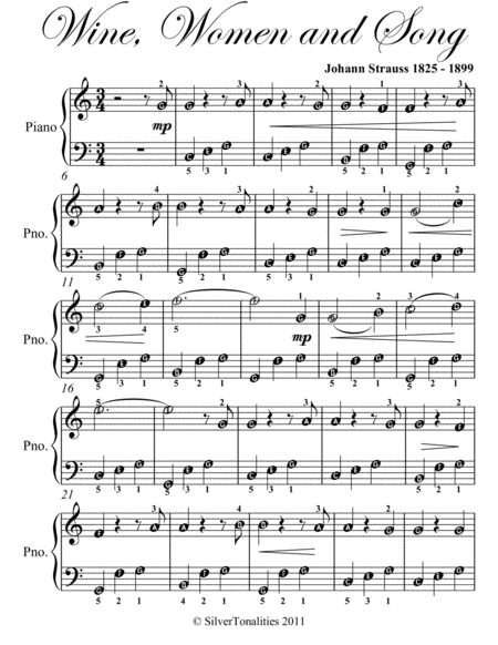 Wine Women And Song Opus 333 Easiest Piano Sheet Music Page 2