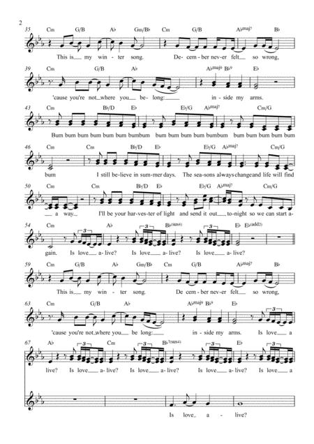 Winter Song Leadsheet For Singalongs Page 2