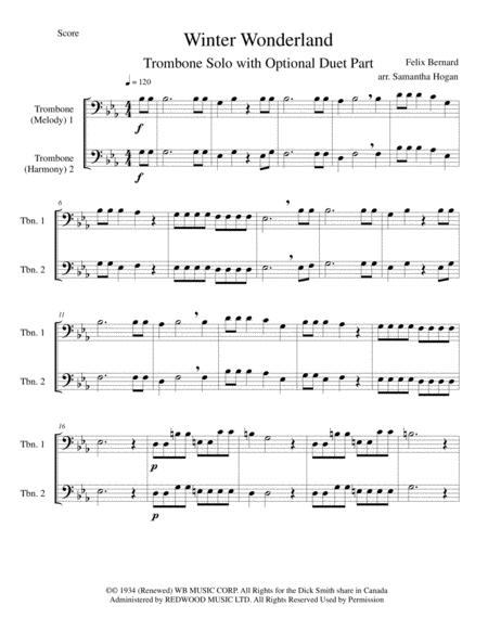 Winter Wonderland Easy Trombone Duet Page 2