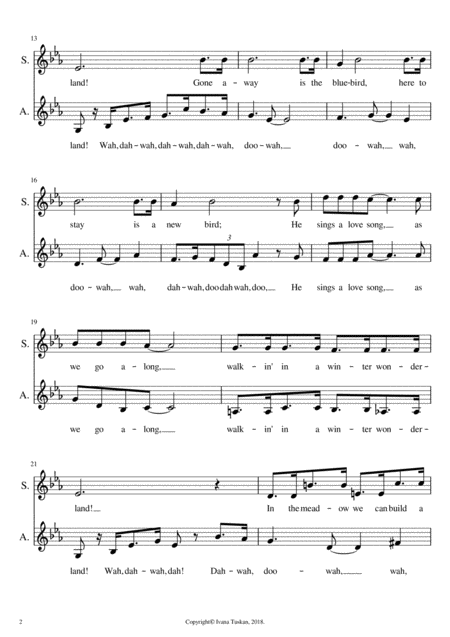 Winter Wonderland For Sa Duet Or 2 Part Choir A Cappella Page 2