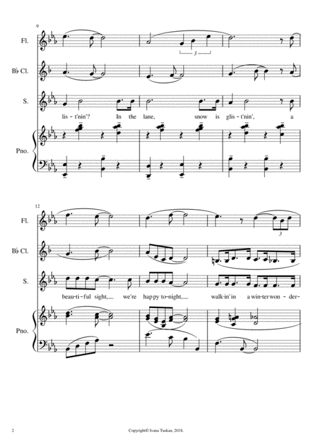 Winter Wonderland Fors Solo Voice Or Choir Unison Flute Clarineto In B Flat And Piano Page 2