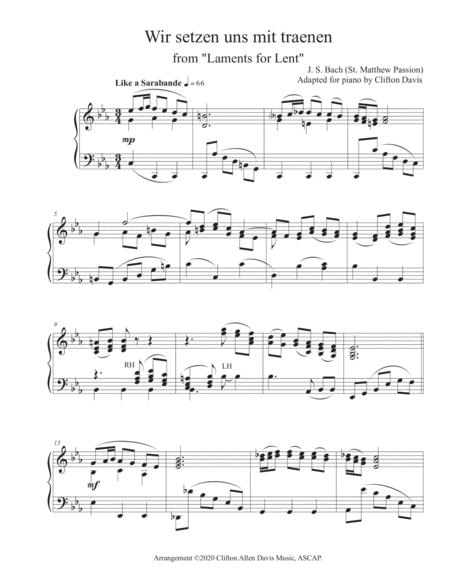 Wir Setzen From St Matthew Passion Bach Arranged For Solo Piano Clifton Davis Page 2