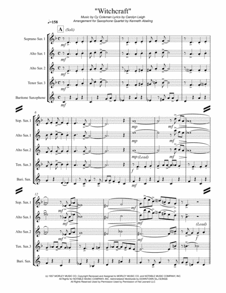 Witchcraft For Saxophone Quartet Satb Or Aatb Page 2