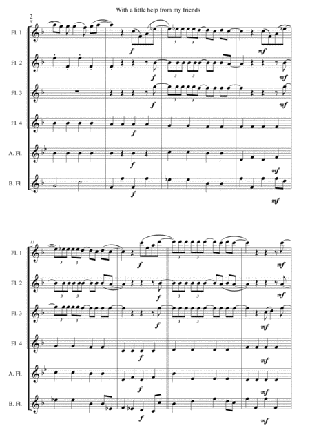 With A Little Help From My Friends For Flute Sextet Or Flute Choir Page 2