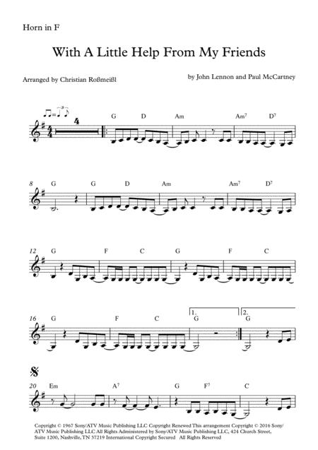 With A Little Help From My Friends Melody For Brass Trompet Tuba Page 2