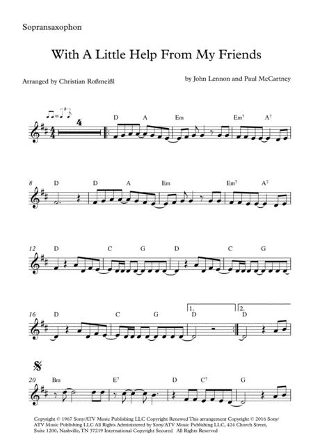 With A Little Help From My Friends Melody For Saxophons Alto Tenor Page 2
