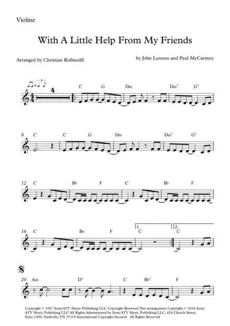 With A Little Help From My Friends Melody For Strings Violin Viola Cello Page 2