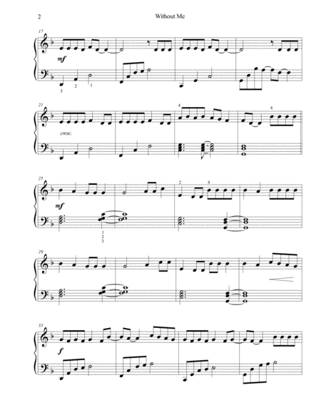 Without Me Easy Piano Page 2