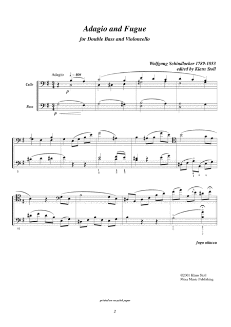 Wolfgang Schindlocker 1789 1853 Adagio And Fugue Transcribed And Edited By Klaus Stoll Page 2