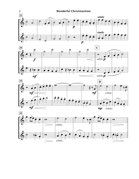 Wonderful Christmastime Flute Duet Page 2