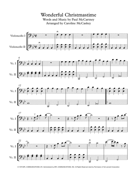 Wonderful Christmastime Intermediate Cello Duet Page 2