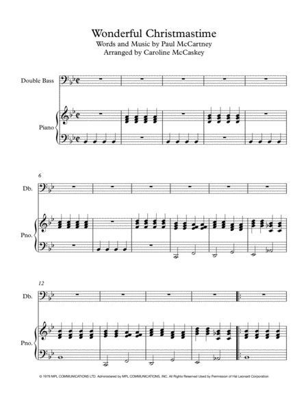 Wonderful Christmastime Intermediate Double Bass Solo With Piano Accompaniment Page 2