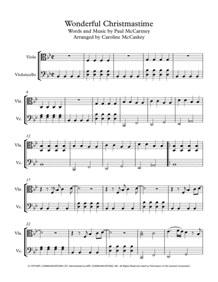 Wonderful Christmastime Intermediate Viola And Cello Duet Page 2