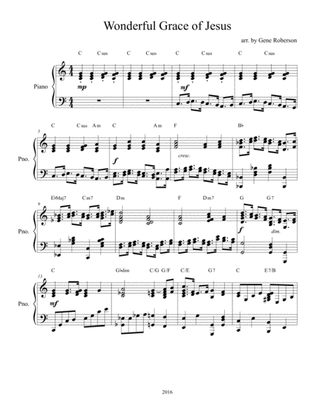 Wonderful Grace Of Jesus Piano Solo Page 2