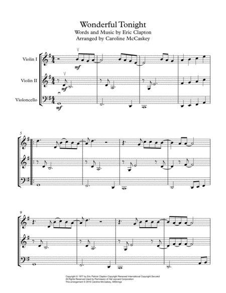 Wonderful Tonight String Trio Two Violins And Cello Page 2