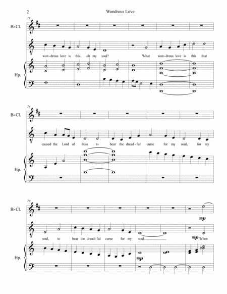 Wondrous Love Vocal Solo With Harp Clarinet Obligato Page 2