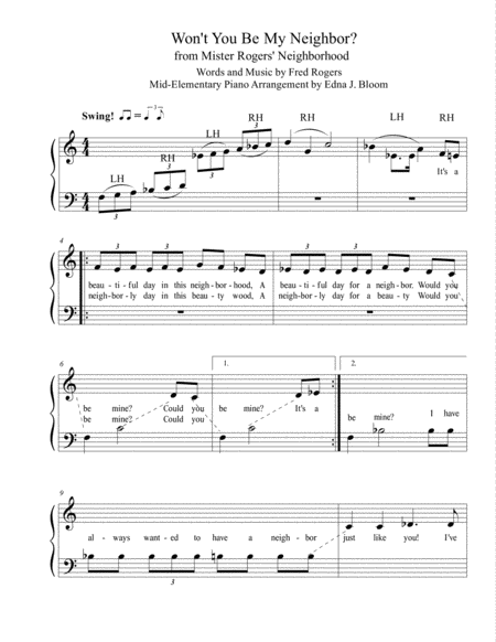 Wont You Be My Neighbor Its A Beautiful Day In The Neighborhood Elementary Piano Arrangement Page 2