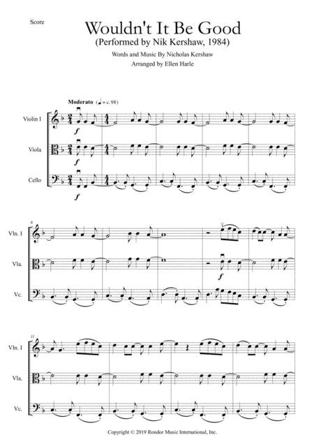 Wouldnt It Be Good Nik Kershaw 1984 String Trio Violin 1 Violin 2 Viola Cello Page 2