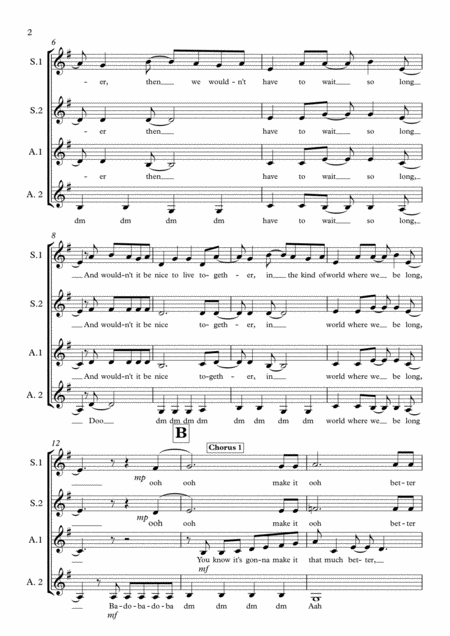 Wouldnt It Be Nice Ssaa A Cappella Unaccompanied Womens Choir Page 2