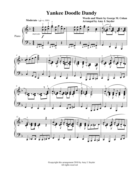 Yankee Doodle Dandy Piano Solo Page 2