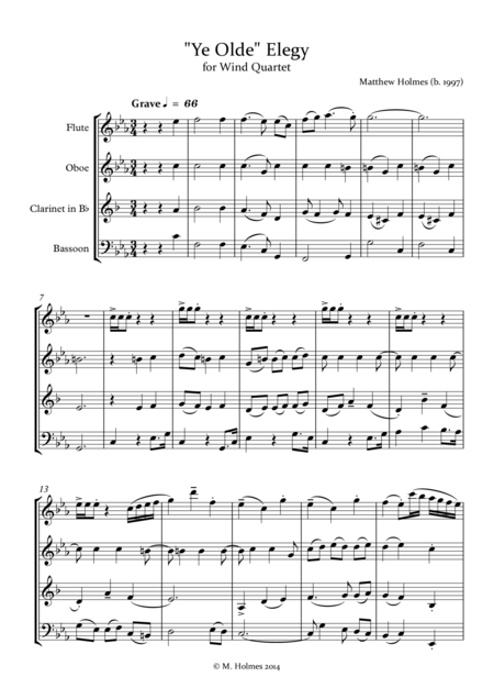 Ye Olde Elegy Wind Quartet Version In C Minor Page 2