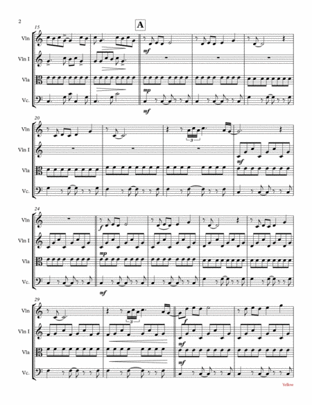 Yellow By Coldplay String Quartet Page 2