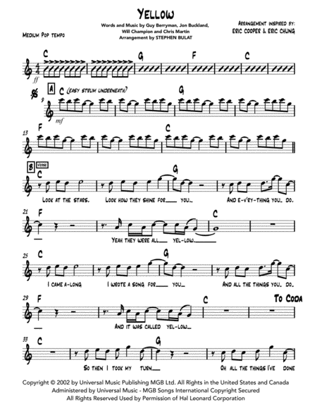 Yellow Eric Cooper Chung Lead Sheet Key Of C Page 2