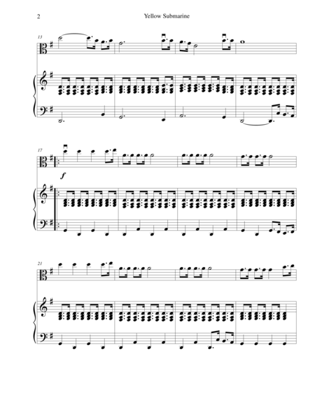 Yellow Submarine For Viola With Piano Page 2