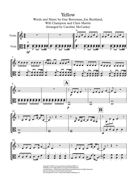 Yellow Violin And Viola Duet Page 2