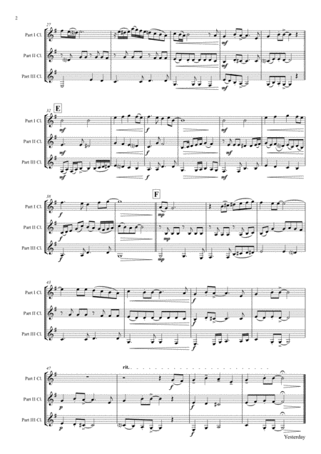 Yesterday Beatles Classic Clarinet Trio Page 2