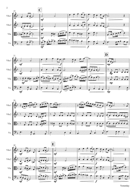 Yesterday Beatles Classic String Quartet Page 2