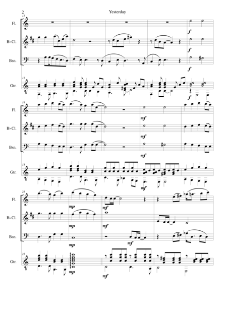 Yesterday For Flute Clarinet Bassoon And Guitar Page 2