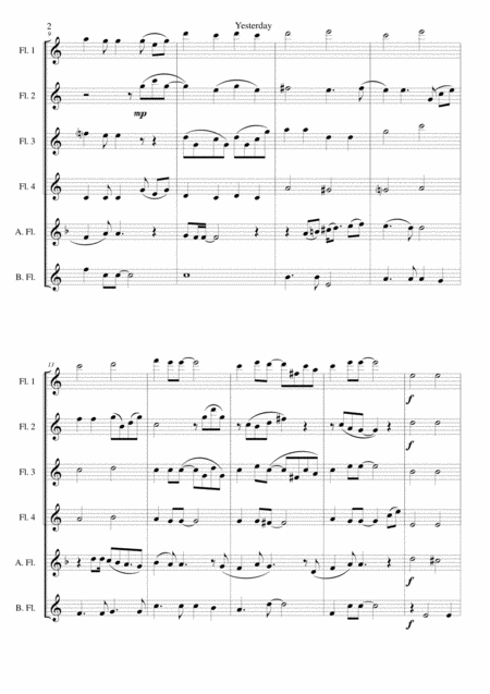 Yesterday For Flute Sextet Or Flute Choir Page 2
